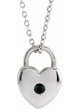 Platinum Natural Pink Sapphire Heart Lock Pendant