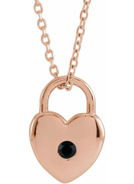Platinum Natural Pink Sapphire Heart Lock Pendant