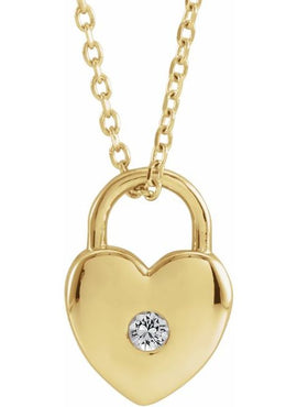 Platinum Natural Pink Sapphire Heart Lock Pendant