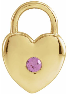 Platinum Natural Pink Sapphire Heart Lock Pendant