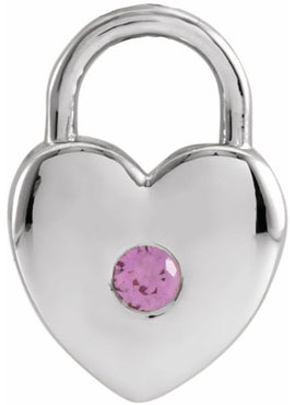 Platinum Natural Pink Sapphire Heart Lock Pendant