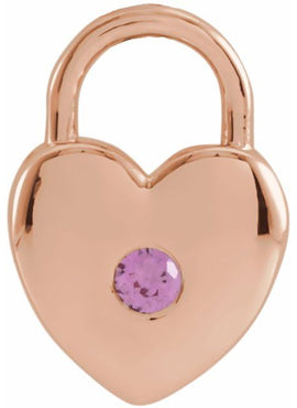 Platinum Natural Pink Sapphire Heart Lock Pendant