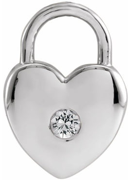 Platinum Natural Pink Sapphire Heart Lock Pendant