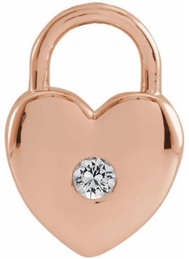 Platinum Natural Pink Sapphire Heart Lock Pendant