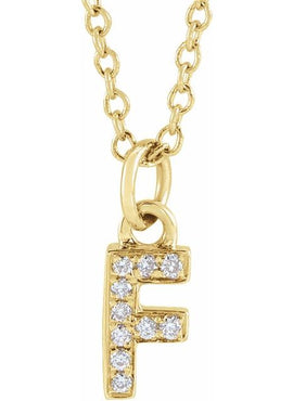14K Yellow Gold .05 CTW Natural Diamond Petite Initial A 16-18