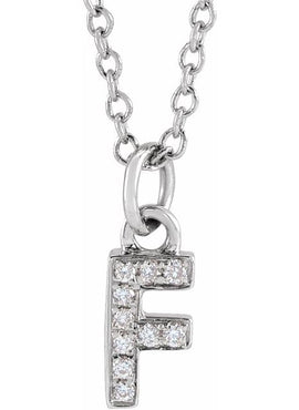 14K Yellow Gold .05 CTW Natural Diamond Petite Initial A 16-18