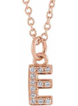 14K Yellow Gold .05 CTW Natural Diamond Petite Initial A 16-18