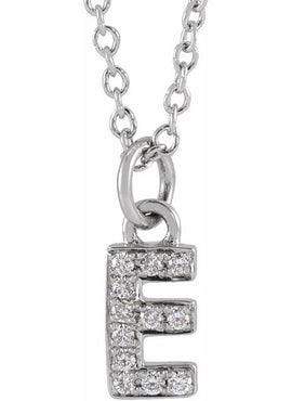14K Yellow Gold .05 CTW Natural Diamond Petite Initial A 16-18