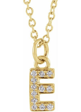 14K Yellow Gold .05 CTW Natural Diamond Petite Initial A 16-18
