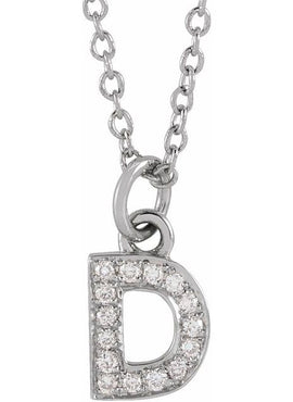 14K Yellow Gold .05 CTW Natural Diamond Petite Initial A 16-18