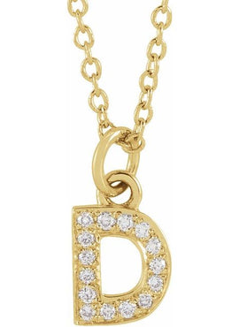 14K Yellow Gold .05 CTW Natural Diamond Petite Initial A 16-18