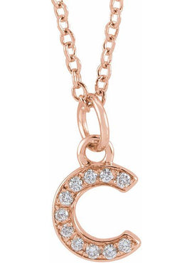 14K Yellow Gold .05 CTW Natural Diamond Petite Initial A 16-18