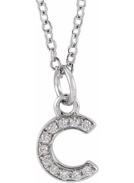 14K Yellow Gold .05 CTW Natural Diamond Petite Initial A 16-18