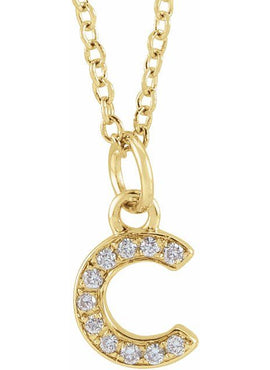 14K Yellow Gold .05 CTW Natural Diamond Petite Initial A 16-18