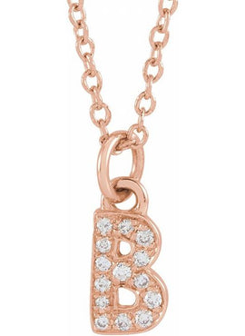 14K Yellow Gold .05 CTW Natural Diamond Petite Initial A 16-18