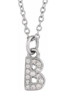 14K Yellow Gold .05 CTW Natural Diamond Petite Initial A 16-18