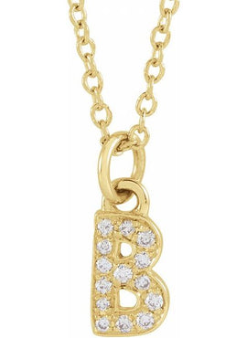 14K Yellow Gold .05 CTW Natural Diamond Petite Initial A 16-18