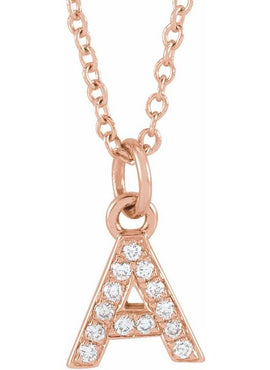 14K Yellow Gold .05 CTW Natural Diamond Petite Initial A 16-18