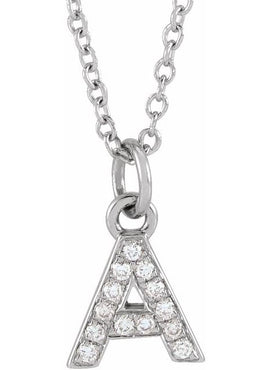 14K Yellow Gold .05 CTW Natural Diamond Petite Initial A 16-18