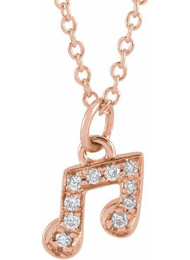 14K Yellow Gold .05 CTW Natural Diamond Petite Music Note 16-18