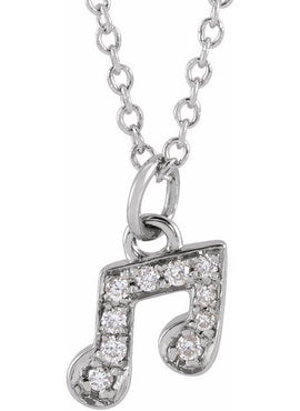 14K Yellow Gold .05 CTW Natural Diamond Petite Music Note 16-18