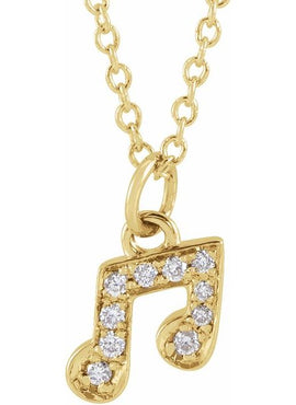 14K Yellow Gold .05 CTW Natural Diamond Petite Music Note 16-18
