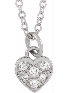 14K Yellow Gold .06 CTW Natural Diamond Petite Heart 16-18