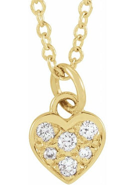 14K Yellow Gold .06 CTW Natural Diamond Petite Heart 16-18