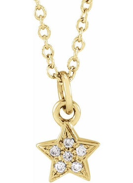 14K Yellow Gold .03 CTW Natural Diamond Youth Petite Star 15