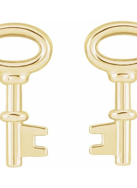 14K White Gold Petite Key Left Earring