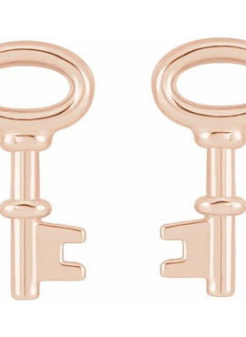 14K White Gold Petite Key Left Earring