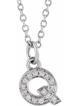 14K Yellow Gold .05 CTW Natural Diamond Petite Initial A 16-18