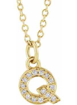 14K Yellow Gold .05 CTW Natural Diamond Petite Initial A 16-18