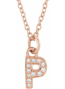 14K Yellow Gold .05 CTW Natural Diamond Petite Initial A 16-18