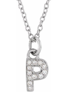 14K Yellow Gold .05 CTW Natural Diamond Petite Initial A 16-18