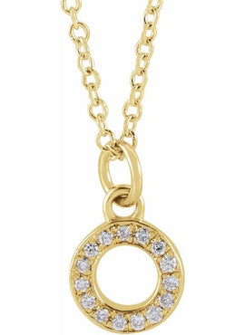 14K Yellow Gold .05 CTW Natural Diamond Petite Initial A 16-18