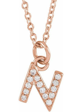 14K Yellow Gold .05 CTW Natural Diamond Petite Initial A 16-18