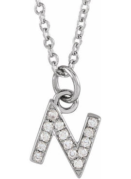 14K Yellow Gold .05 CTW Natural Diamond Petite Initial A 16-18