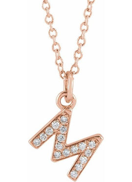 14K Yellow Gold .05 CTW Natural Diamond Petite Initial A 16-18