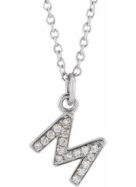 14K Yellow Gold .05 CTW Natural Diamond Petite Initial A 16-18