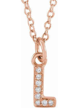 14K Yellow Gold .05 CTW Natural Diamond Petite Initial A 16-18