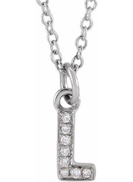 14K Yellow Gold .05 CTW Natural Diamond Petite Initial A 16-18