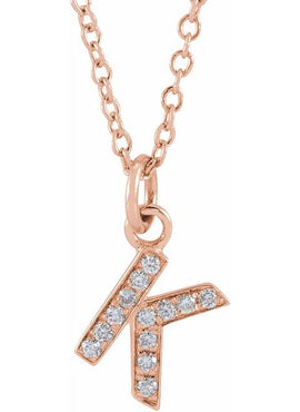14K Yellow Gold .05 CTW Natural Diamond Petite Initial A 16-18