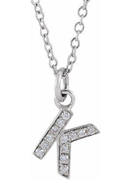 14K Yellow Gold .05 CTW Natural Diamond Petite Initial A 16-18