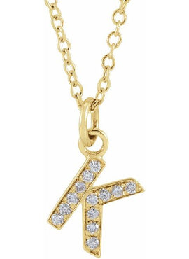 14K Yellow Gold .05 CTW Natural Diamond Petite Initial A 16-18