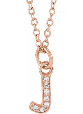 14K Yellow Gold .05 CTW Natural Diamond Petite Initial A 16-18