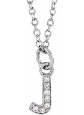 14K Yellow Gold .05 CTW Natural Diamond Petite Initial A 16-18