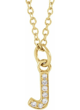 14K Yellow Gold .05 CTW Natural Diamond Petite Initial A 16-18
