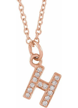 14K Yellow Gold .05 CTW Natural Diamond Petite Initial A 16-18