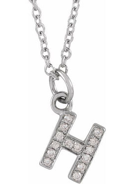14K Yellow Gold .05 CTW Natural Diamond Petite Initial A 16-18